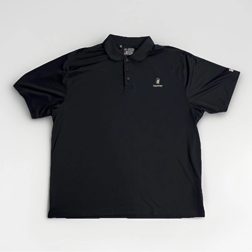 Under Armor Men’s 3XL Loose Fit Heat Gear PASATIEMPO Golf Black Polo Activewear